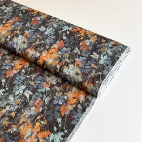 Viskoosi SATIN Flowie Kin black digital print