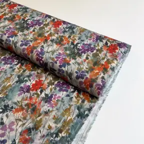 Viskoosi SATIN Flowie Kin off white digital print