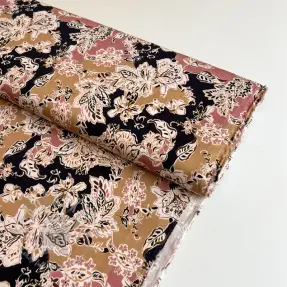 Viskoosi SATIN Flowie Noe black digital print