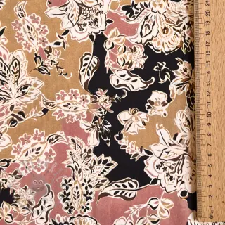 Viskoosi SATIN Flowie Noe black digital print