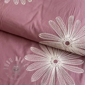 Puuvillakangas EMBROIDERY Flowie mauve