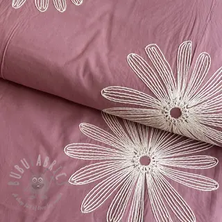 Puuvillakangas EMBROIDERY Flowie mauve