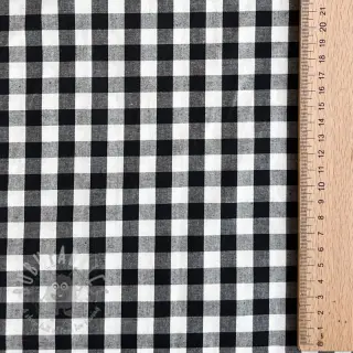 Puuvillakangas Checks black white 1-side border