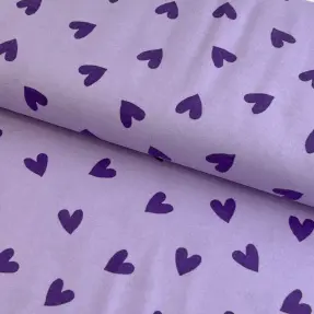 Bavlnená látka FLANNEL Hearts lavender