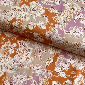 Viskoosi SATIN Flowie Noe orange digital print