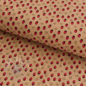 Vakosametti STRETCH Little strawberries sand