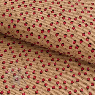 Vakosametti STRETCH Little strawberries sand