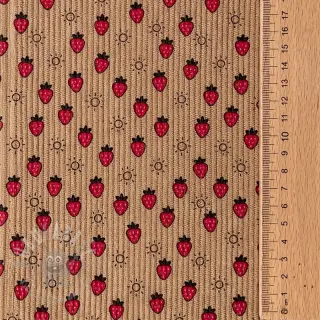 Vakosametti STRETCH Little strawberries sand