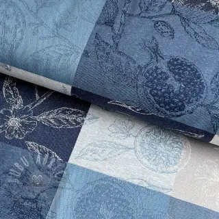 Sisustuskangas FRENCH TABLE CLOTH JACQUARD Cabosse allover indigo