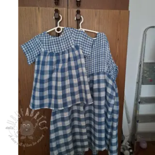 Kaksinkertainen harsokangas/musliini Double sided CHECKS MINI indigo