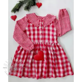 Kaksinkertainen harsokangas/musliini Double sided CHECKS MINI red