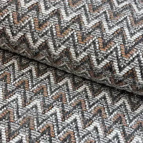 Neulekangas jacquard Comfilia Zigzag wavy brown