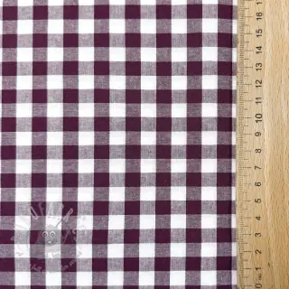 Puuvillakangas Check aubergine