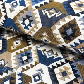 Sisustuskangas jacquard Kilim cobalt havane