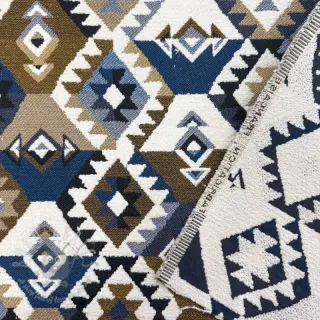 Sisustuskangas jacquard Kilim cobalt havane