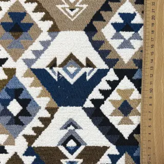 Dekoračná látka jacquard Kilim cobalt havane
