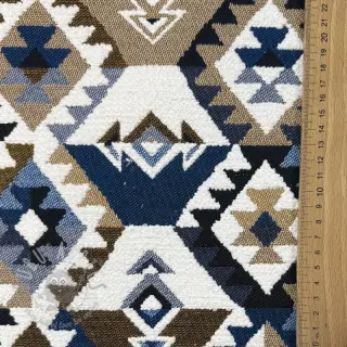 Sisustuskangas jacquard Kilim cobalt havane