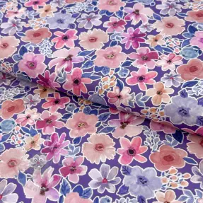 Puuvillakangas Significant flowers purple digital print