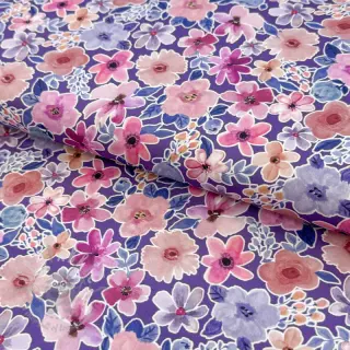 Puuvillakangas Significant flowers purple digital print