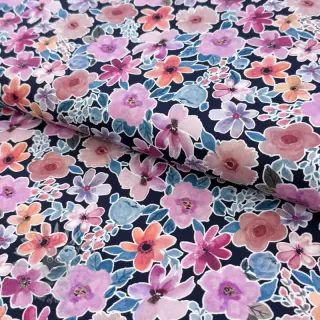 Puuvillakangas Significant flowers navy digital print