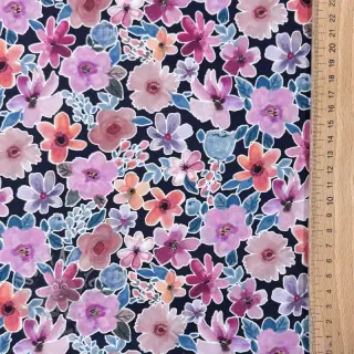 Puuvillakangas Significant flowers navy digital print