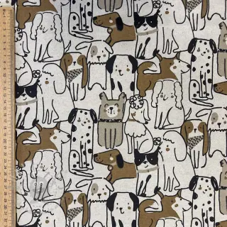 Sisustuskangas Linenlook Dogs natural