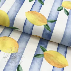 Sisustuskangas Lemons blue digital print