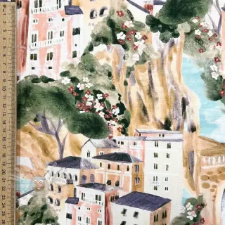 Sisustuskangas Houses ecru digital print
