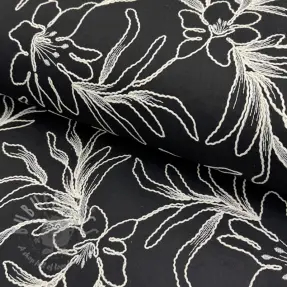 Puuvillakangas EMBROIDERY GABARDINE Luana black