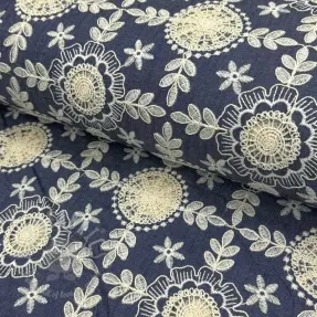Puuvillakangas JEANS EMBROIDERY Niva design B