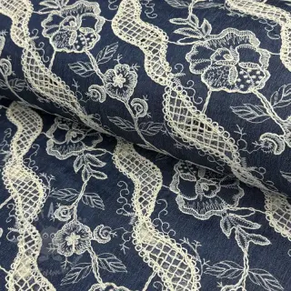 Puuvillakangas JEANS EMBROIDERY Flora design A