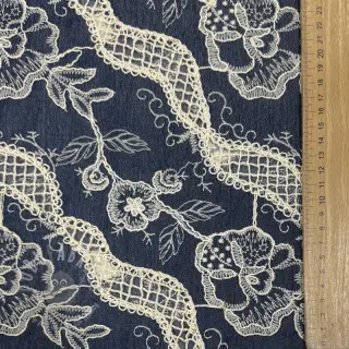 Puuvillakangas JEANS EMBROIDERY Flora design Ja
