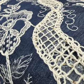 Puuvillakangas JEANS EMBROIDERY Flora design Ja