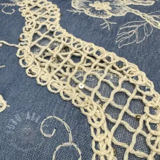 Puuvillakangas JEANS EMBROIDERY Flora design B