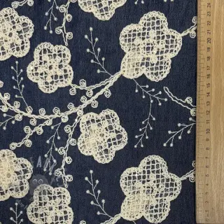Puuvillakangas JEANS EMBROIDERY Flora design C