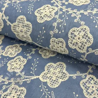 Puuvillakangas JEANS EMBROIDERY Flora design D