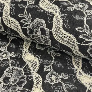 Puuvillakangas JEANS EMBROIDERY Flora design E