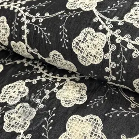 Puuvillakangas JEANS EMBROIDERY Flora design F