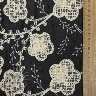 Puuvillakangas JEANS EMBROIDERY Flora design F