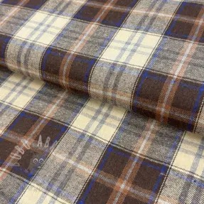 Puuvillakangas YARN DYED CHECK BRUSHED brown
